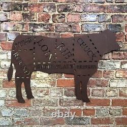 Big Rusty COW Sign Metal Shop Home restuarant grill cafe Meat Beef BBQ Kitchen