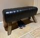 Black Leather Bench Wood Legs Pommel Horse Style Retro Vintage