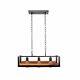 Black Metal Wood Cuboid Island Chandelier Ceiling Light E27 3 4 Lamp Tekled