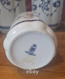 Blue And White Storage Jars Onion Flower TC Germany Flour Sugar Coffee Tea Salt