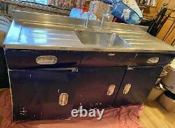 Blue English Rose Kitchen Sink Unit, Vintage, Retro, Basin, Aluminium. 1950s