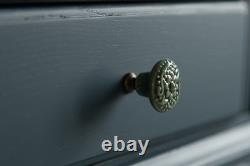 Blue Painted Vintage Sideboard with natural wood top