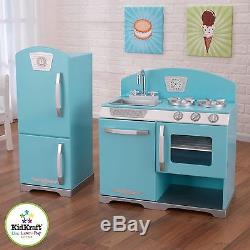 Blue Retro KITCHEN & Refrigerator Pretend Play Set Kids KIDKRAFT Vintage Cooking