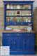 Blue Solid Pine Vintage Style Country Farmhouse Kitchen Dresser