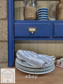 Blue Solid Pine Vintage Style Country Farmhouse Kitchen Dresser