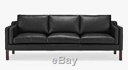 Borge Mogensen Style 2213 Sofa 3 Seater Full Leather Black