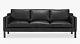 Borge Mogensen Style 2213 Sofa 3 Seater Full Leather Black