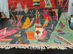 Boujad Handmade Moroccan Vintage Rug 5'4x8'5 Patchwork Colorful Berber Wool Rug