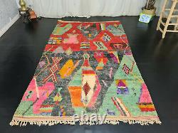 Boujad Handmade Moroccan Vintage Rug 5'4x8'5 Patchwork Colorful Berber Wool Rug