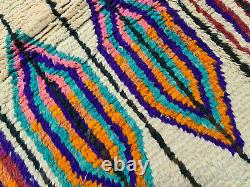 Boujad Handmade Moroccan Vintage Rug 5'5x8'6 Geometric Beige Berber Wool Rug