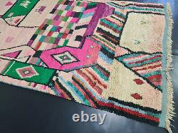 Boujad Handmade Moroccan Vintage Rug 5'5x8'9 Pink Abstract Berber Wool Carpet