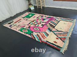 Boujad Handmade Moroccan Vintage Rug 5'5x8'9 Pink Abstract Berber Wool Carpet
