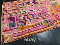 Boujad Handmade Moroccan Vintage Rug 6'3x9'7 Abstract Pink Green Berber Carpet