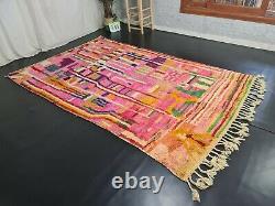 Boujad Handmade Moroccan Vintage Rug 6'3x9'7 Abstract Pink Green Berber Carpet