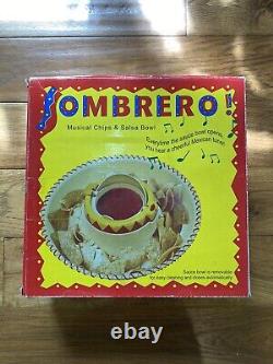 Boxed Original Mexican Chips & Salsa Bowl 2003 Musical Sombrero 100% Tested