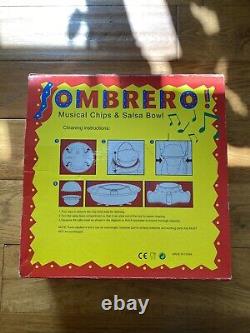 Boxed Original Mexican Chips & Salsa Bowl 2003 Musical Sombrero 100% Tested