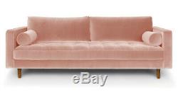 Brand New Harper Scott Vintage Pink Velvet 3 Seater Sofa RRP £999 -Save £££