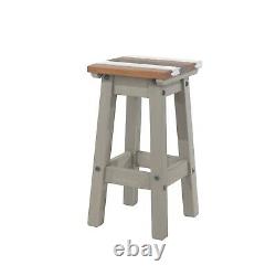 Breakfast Bar Table Set with 2 Stools, Grey Vintage Drop Leaf, Dining, Kitchen