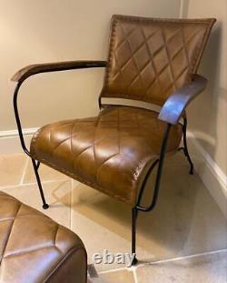 Brown Leather Armchair Vintage Retro Modern Designer Feature Accent Occasional