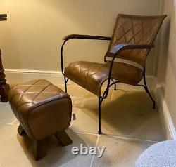 Brown Leather Armchair Vintage Retro Modern Designer Feature Accent Occasional