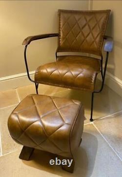 Brown Leather Armchair Vintage Retro Modern Designer Feature Accent Occasional