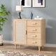 Buffet Storage Cabinet With Rattan Decorating Living Room Wood Kitchen Sideboard