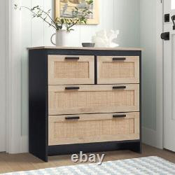 Buffet Storage Cabinet with Rattan Decorating Living Room Wood Kitchen Sideboard