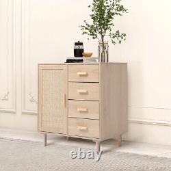 Buffet Storage Cabinet with Rattan Decorating Living Room Wood Kitchen Sideboard
