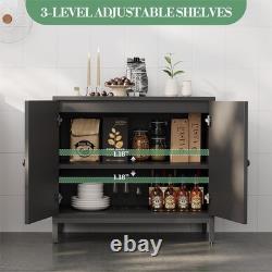Buffet Storage Cabinet with Rattan Decorating Living Room Wood Kitchen Sideboard