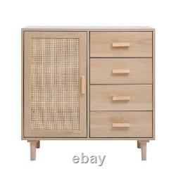 Buffet Storage Cabinet with Rattan Decorating Living Room Wood Kitchen Sideboard