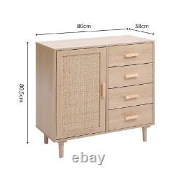 Buffet Storage Cabinet with Rattan Decorating Living Room Wood Kitchen Sideboard