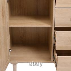 Buffet Storage Cabinet with Rattan Decorating Living Room Wood Kitchen Sideboard