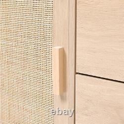 Buffet Storage Cabinet with Rattan Decorating Living Room Wood Kitchen Sideboard
