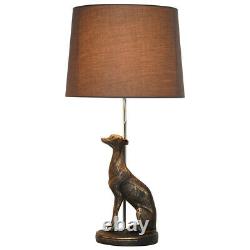 CGC Table Lamp Greyhound Whippet Dog Shade Lounge Bedroom Bronze Grey