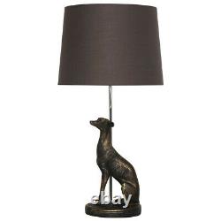 CGC Table Lamp Shade Light Grey Bronze Greyhound Whippet Dog Resin Study UK