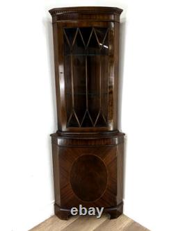 CORNER CABINET Mahogany 2 Door Glass Display Solid Wood Cupboard FREE DELIVERY