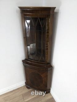 CORNER CABINET Mahogany 2 Door Glass Display Solid Wood Cupboard FREE DELIVERY