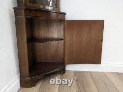 CORNER CABINET Mahogany 2 Door Glass Display Solid Wood Cupboard FREE DELIVERY
