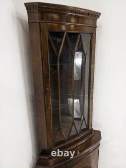 CORNER CABINET Mahogany 2 Door Glass Display Solid Wood Cupboard FREE DELIVERY