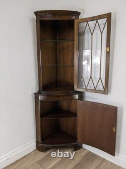 CORNER CABINET Mahogany 2 Door Glass Display Solid Wood Cupboard FREE DELIVERY