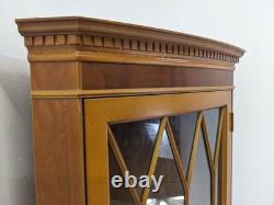 CORNER CABINET Yew Wood Glass Door Display Cupboard Glass Shelves FREE DELIVERY