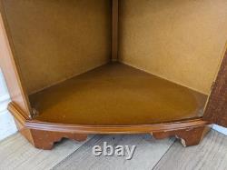 CORNER CABINET Yew Wood Glass Door Display Cupboard Glass Shelves FREE DELIVERY