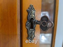 CORNER CABINET Yew Wood Glass Door Display Cupboard Glass Shelves FREE DELIVERY
