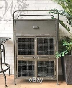 Cabinet Vintage Retro Unit Distressed Metal Industrial Style Storage Iron