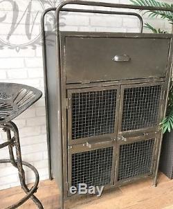 Cabinet Vintage Retro Unit Distressed Metal Industrial Style Storage Iron