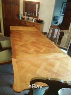 Chateaux table 6 to 12 person extending French. Approx 5 - 9 foot by 3 foot