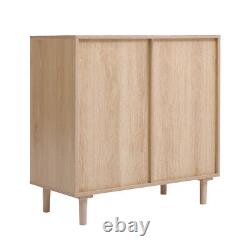 Chest Of 4 Drawers Sideboard Cabinet StorageUnit Bedroom Wood Rattan Effect Door