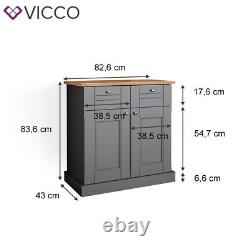 Chest of drawers multi-purpose cupboard drawers cabinet Bergamo grey oak Vicco