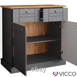 Chest of drawers multi-purpose cupboard drawers cabinet Bergamo grey oak Vicco