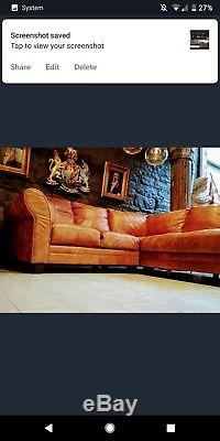 Chesterfield Leather tan aniline brown vintage 4/5 seater Corner Sofa